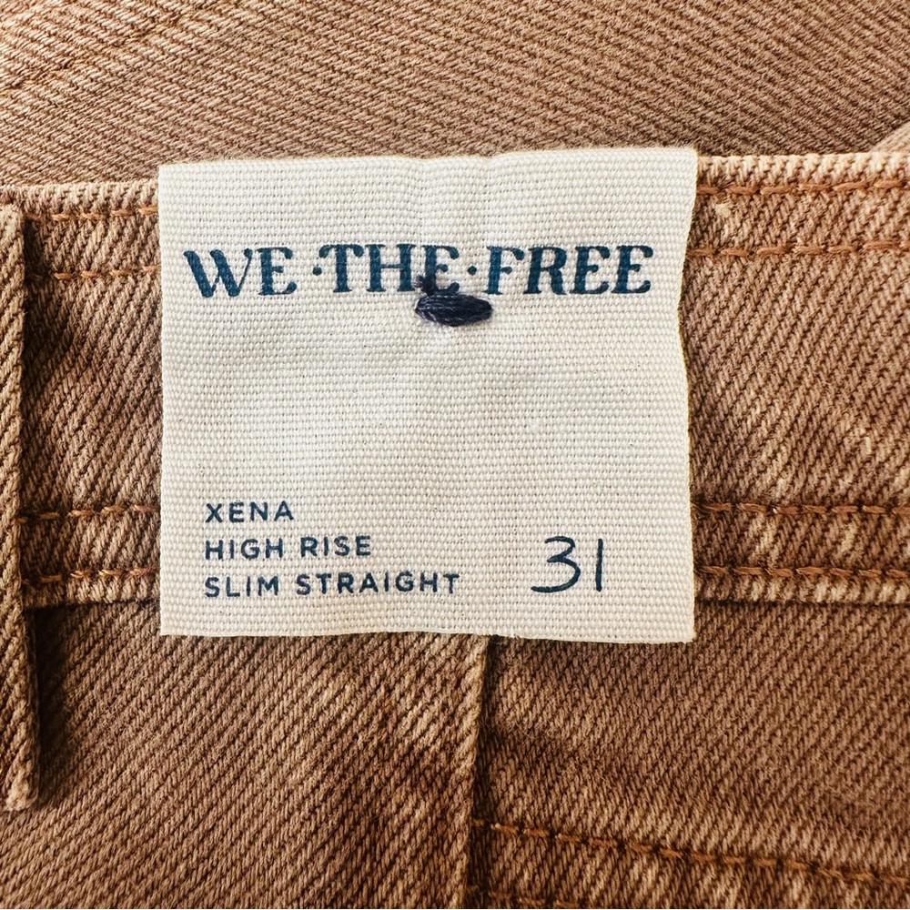 New Free People Xena High Rise Slim Straight Jeans Chocolate Mousse - Picture 13 of 13